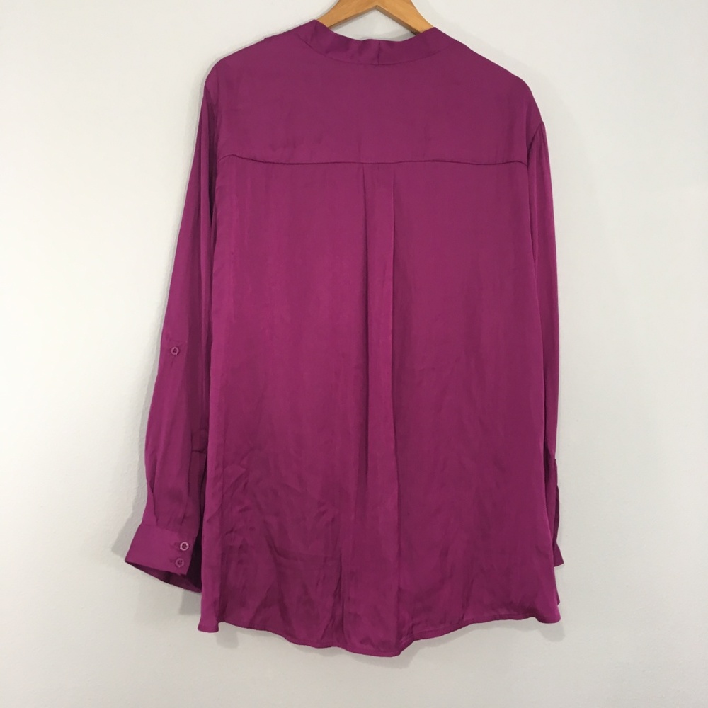 Torrid Purple Satin Surplice Blouse Tab Sleeves 4X - Picture 5 of 7